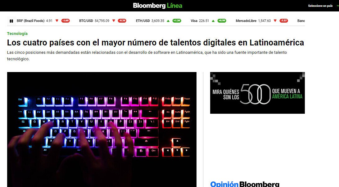 Los cuatro pases con el mayor nmero de talentos digitales en Latinoamrica